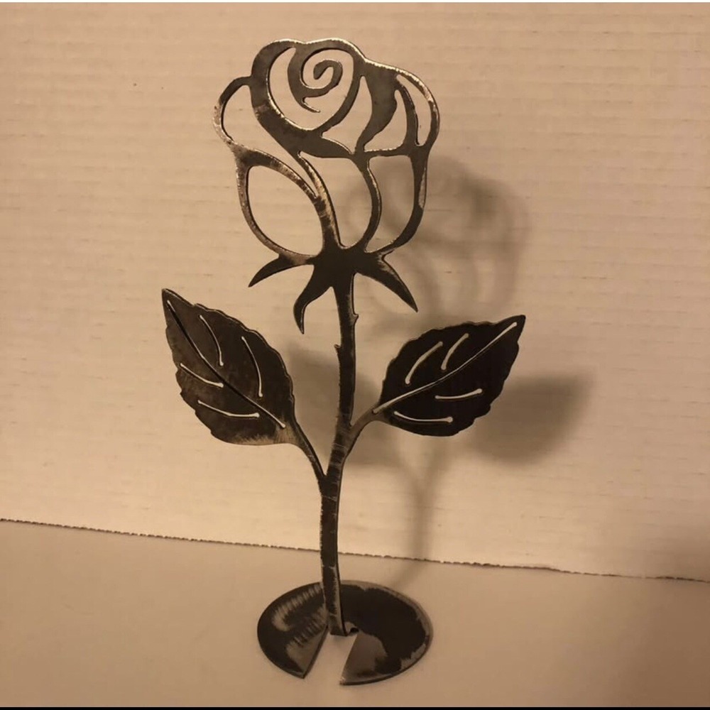 Rose Decor Flower Tabletop Decor, Metal Rose, Table Top Plasma Cut Metal